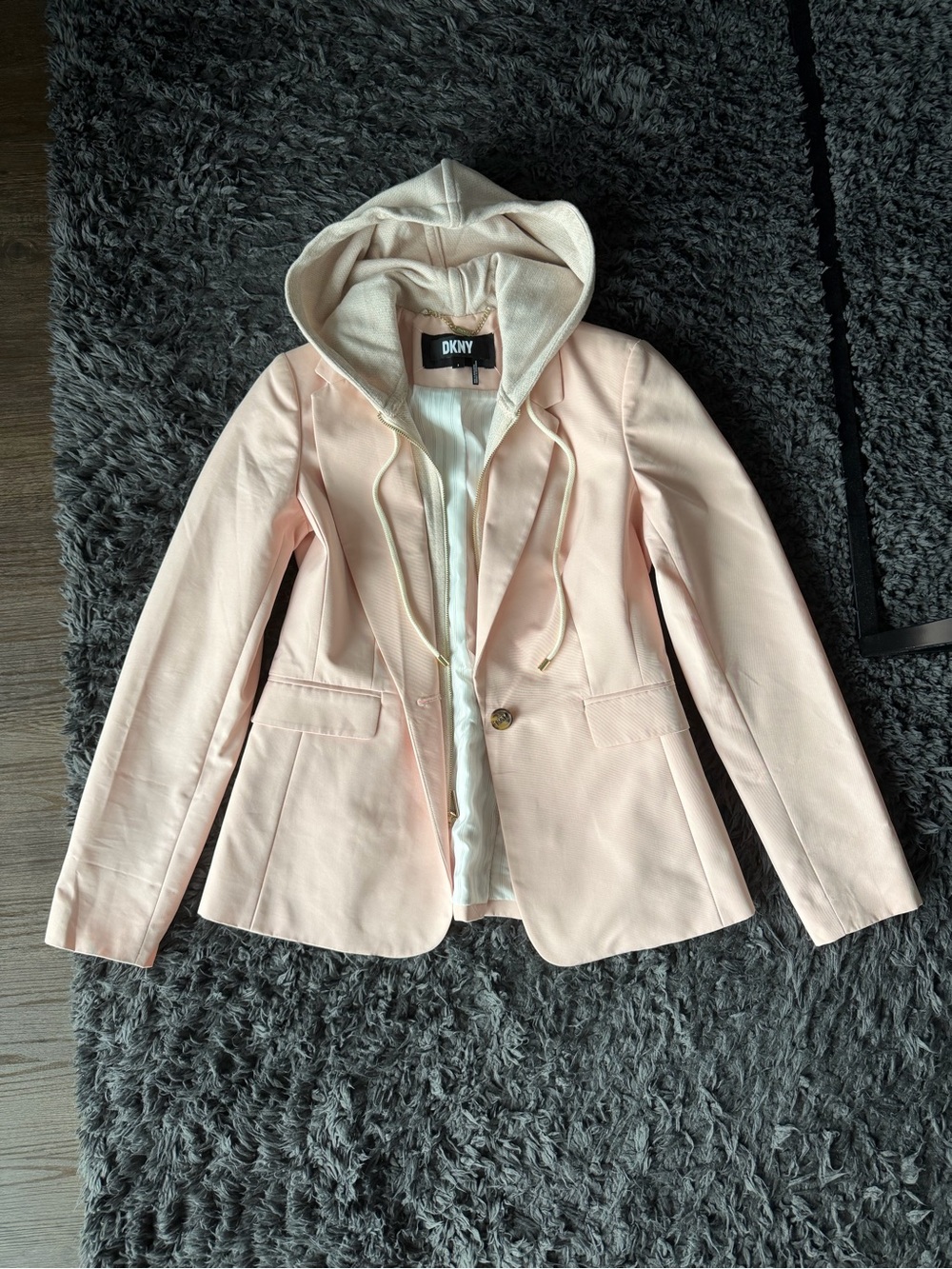 DKNY Blazer with Built-in Hoodie Detail